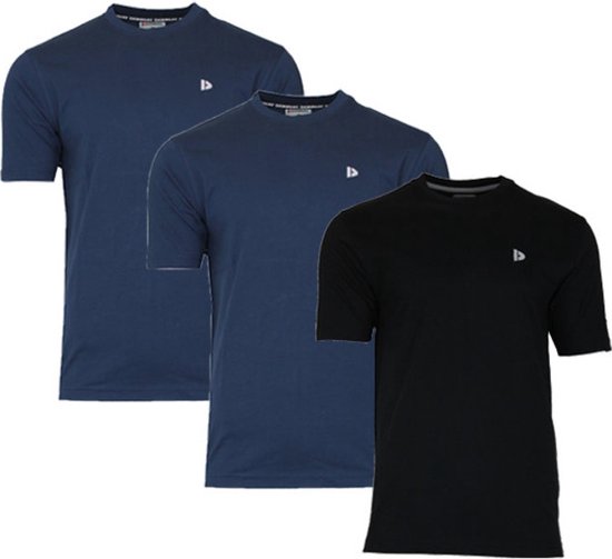3-Pack Donnay T-Shirt (599008) - Sportshirt - Heren - Navy/Black/Navy - maat 3XL