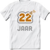 22 Jaar Feest T-Shirt | Goud - Zilver | Grappig Verjaardag Cadeau Shirt | Dames - Heren - Unisex | Tshirt Kleding Kado | - Wit - 3XL