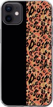 iPhone 12 mini hoesje - Panterprint - Goud - Zwart - Siliconen Telefoonhoesje