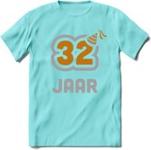 32 Jaar Feest T-Shirt | Goud - Zilver | Grappig Verjaardag Cadeau Shirt | Dames - Heren - Unisex | Tshirt Kleding Kado | - Licht Blauw - L