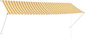 Decoways - Luifel uittrekbaar 350x150 cm geel en wit