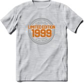 1999 Limited Edition Ring T-Shirt | Zilver - Goud | Grappig Verjaardag en Feest Cadeau Shirt | Dames - Heren - Unisex | Tshirt Kleding Kado | - Licht Grijs - Gemaleerd - S