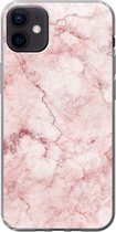 Geschikt voor iPhone 12 mini hoesje - Marmer print - Roze - Luxe - Siliconen Telefoonhoesje