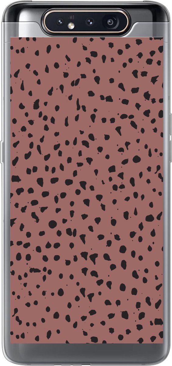 Telefoonhoesje Geschikt voor Samsung Galaxy A80 hoesje - Stippen - Patronen - Zwart - Siliconen Telefoonhoesje Telefoonhoesje