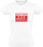 Ik kijk formule 1 | Dames T-shirt | Rood | Wit | Niet Storen | Waarschuwingsbord | TV voor sport