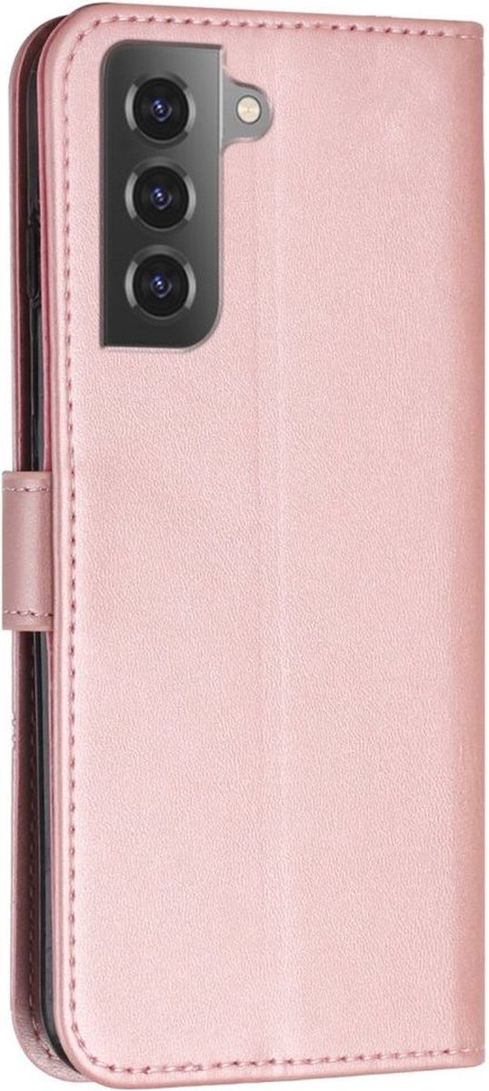 Hoesje Wallet Book Case Kunstleer Roze Goud Geschikt voor Samsung Galaxy S22