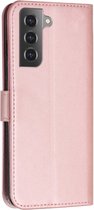 Hoesje Wallet Book Case Kunstleer Roze Goud Geschikt voor Samsung Galaxy S22
