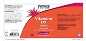 Now Foods - Vitamine D3 1000 IU - Belangrijk voor Immuunsysteem en Spierwerking - 360 Softgels