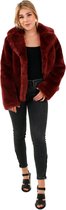 Korte rode bontjas - maat 36-38 S M - fake fur jas nepbont rood pluche pimp  | bol.com