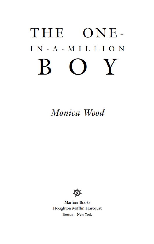 Boekomslag van "The One-In-A-Million Boy" door Monica Wood, met de uitgever Houghton Mifflin Harcourt.