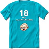 18 met 32 jaar ervaring T-Shirt | Grappig Abraham 50 Jaar Verjaardag Kleding Cadeau | Dames – Heren - Blauw - S