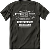 56 Jaar Legend T-Shirt | Zilver - Wit | Grappig Verjaardag en Feest Cadeau | Dames - Heren - Unisex | Kleding Kado | - Donker Grijs - 3XL