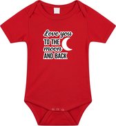 Love you to the moon and back tekst baby rompertje rood jongens en meisjes - Kraamcadeau / babyshower - Babykleding 92 (18-24 maanden)