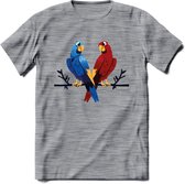 Lovebirds - Valentijn T-Shirt | Grappig Valentijnsdag Cadeautje voor Hem en Haar | Dames - Heren - Unisex | Kleding Cadeau | - Donker Grijs - Gemaleerd - M