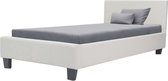 Bed voor volwassenen of kinderen 90 x 190 - Witte imitatie - Inclusief boxspring - KANSAS