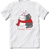 Sweet Time - Valentijn T-Shirt | Grappig Valentijnsdag Cadeautje voor Hem en Haar | Dames - Heren - Unisex | Kleding Cadeau | - Wit - M