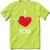 I Love You - Valentijn T-Shirt | Grappig Valentijnsdag Cadeautje voor Hem en Haar | Dames - Heren - Unisex | Kleding Cadeau | - Groen - XXL