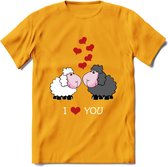 I Love You - Valentijn T-Shirt | Grappig Valentijnsdag Cadeautje voor Hem en Haar | Dames - Heren - Unisex | Kleding Cadeau | - Geel - M