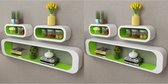Decoways - Wandplanken kubus 6 stuks groen en wit