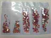 RHINESTONES ROOD AB MIX (non-hotfix), set met diverse maten