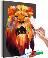 Doe-het-zelf op canvas schilderen - Colourful Lion (Large).