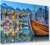 Akoestische panelen - Geluidsisolatie - Akoestische wandpanelen - Akoestisch schilderij AcousticBudget® - paneel met de oude haven Rotterdam - design 172 - 60x40 - Wanddecoratie -