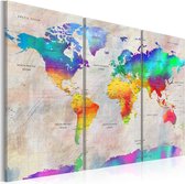 Schilderij - World Map: Rainbow Gradient.