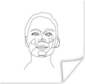 Illustration visage de femme heureux sur fond blanc poster papier 75x75 cm - Tirage photo sur Poster (décoration murale salon / chambre)