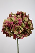 Kunstbloem - Hydrangea - Hortensia - topkwaliteit decoratie - 2 stuks - zijden bloem - Donkerrood - 48 cm hoog