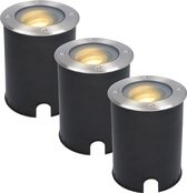 3x Lilly dimbare LED Grondspot - Kantelbaar - Overrijdbaar - Rond - RVS - 2700K - 5 Watt - IP67 waterdicht - 3 jaar garantie