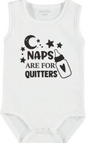 Baby Rompertje met tekst 'Naps are for quiters' | mouwloos l | wit zwart | maat 50/56 | cadeau | Kraamcadeau | Kraamkado