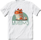 Kat murrmy T-Shirt Grappig | Dieren katten halloween Kleding Kado Heren / Dames | Animal Skateboard Cadeau shirt - Wit - M