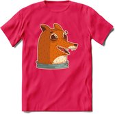 Lachende vos T-Shirt Grappig | Dieren honden Kleding Kado Heren / Dames | Animal Skateboard Cadeau shirt - Roze - M