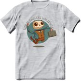 Casual skelet T-Shirt Grappig | Dieren halloween Kleding Kado Heren / Dames | Animal Skateboard Cadeau shirt - Licht Grijs - Gemaleerd - XL