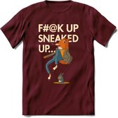 Casual vos quote T-Shirt Grappig | Dieren honden Kleding Kado Heren / Dames | Animal Skateboard Cadeau shirt - Burgundy - XXL