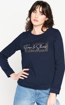 LOLALIZA Trui met artwork - Marine Blauw - Maat L
