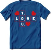 Love You - Valentijn T-Shirt | Grappig Valentijnsdag Cadeautje voor Hem en Haar | Dames - Heren - Unisex | Kleding Cadeau | - Donker Blauw - 3XL