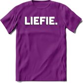 Liefie - Valentijn T-Shirt | Grappig Valentijnsdag Cadeautje voor Hem en Haar | Dames - Heren - Unisex | Kleding Cadeau | - Paars - M