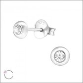Aramat jewels ® - Zilveren oorbellen rond 4mm transparant swarovski elements kristal