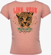 TwoDay meisjes T-shirt met tijgerkop - Roze - Maat 110/116