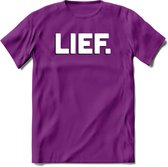 Lief - Valentijn T-Shirt | Grappig Valentijnsdag Cadeautje voor Hem en Haar | Dames - Heren - Unisex | Kleding Cadeau | - Paars - S