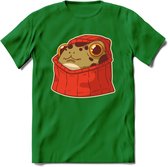 Hoodie frog T-Shirt Grappig | Dieren kikker Kleding Kado Heren / Dames | Animal Skateboard Cadeau shirt - Donker Groen - L