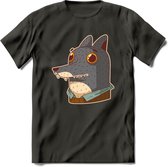 Casual wolf T-Shirt Grappig | Dieren Kleding Kado Heren / Dames | Animal Skateboard Cadeau shirt - Donker Grijs - L