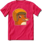 Safety fox T-Shirt Grappig | Dieren vos Kleding Kado Heren / Dames | Animal Skateboard Cadeau shirt - Roze - XL