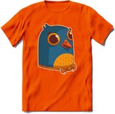 Strik duif T-Shirt Grappig | Dieren vogel Kleding Kado Heren / Dames | Animal Skateboard Cadeau shirt - Oranje - XL