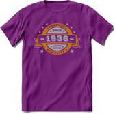 Premium Since 1936 T-Shirt | Goud - Zilver | Grappig Verjaardag Kleding Cadeau Shirt | Dames - Heren - Unisex Tshirt | - Paars - XL