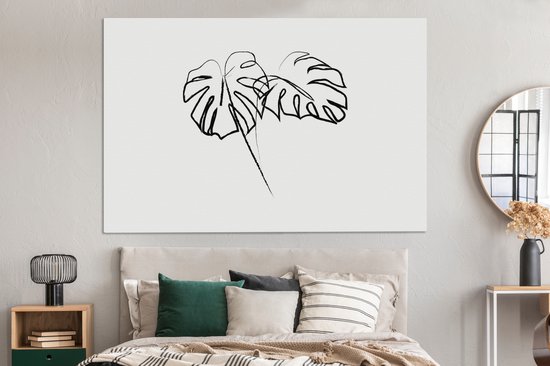 Toile Peinture Feuilles - Végétal - Dessin au trait - Line cm - Décoration murale
