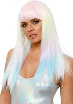 Straight bang pastel ombre wig