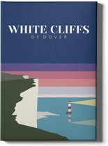 Walljar - White Cliffs Of Dover United Kingdom Night II - Muurdecoratie - Canvas schilderij