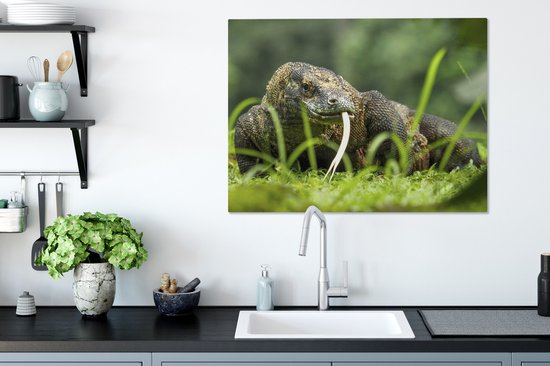 Tableau sur toile Dragon de Komodo se promenant - 80x60 cm - Décoration murale